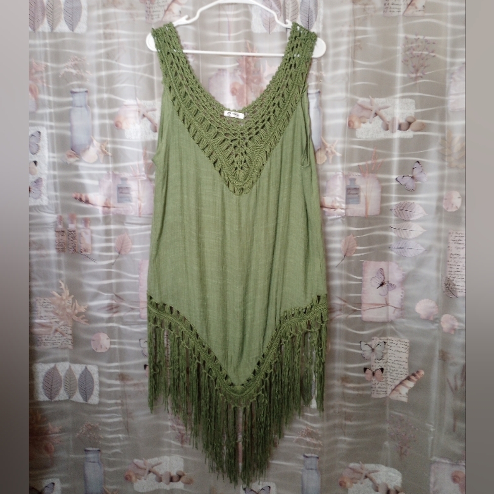 VOOMALL Women Beach Coverups Tassel Bathing Suit Cover Ups Sleeveless Size XL